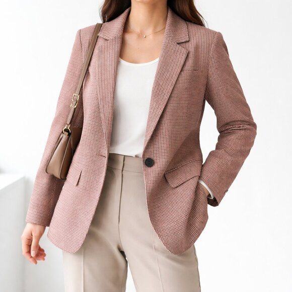 Academic Preppy Neutral Plaid NWT Casual Office Work Wear Cool Blazer [size XL] - Picture 7 of 9